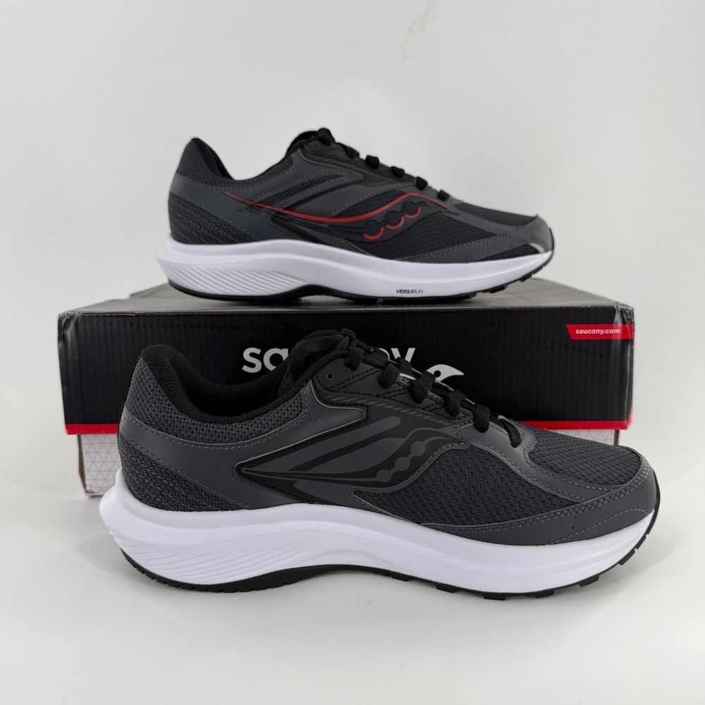 Saucony Cohesion 17 Mens Running Shoes Shadow Black Red Wide 4E S20944-101 Sz 8 - Picture 3 of 8